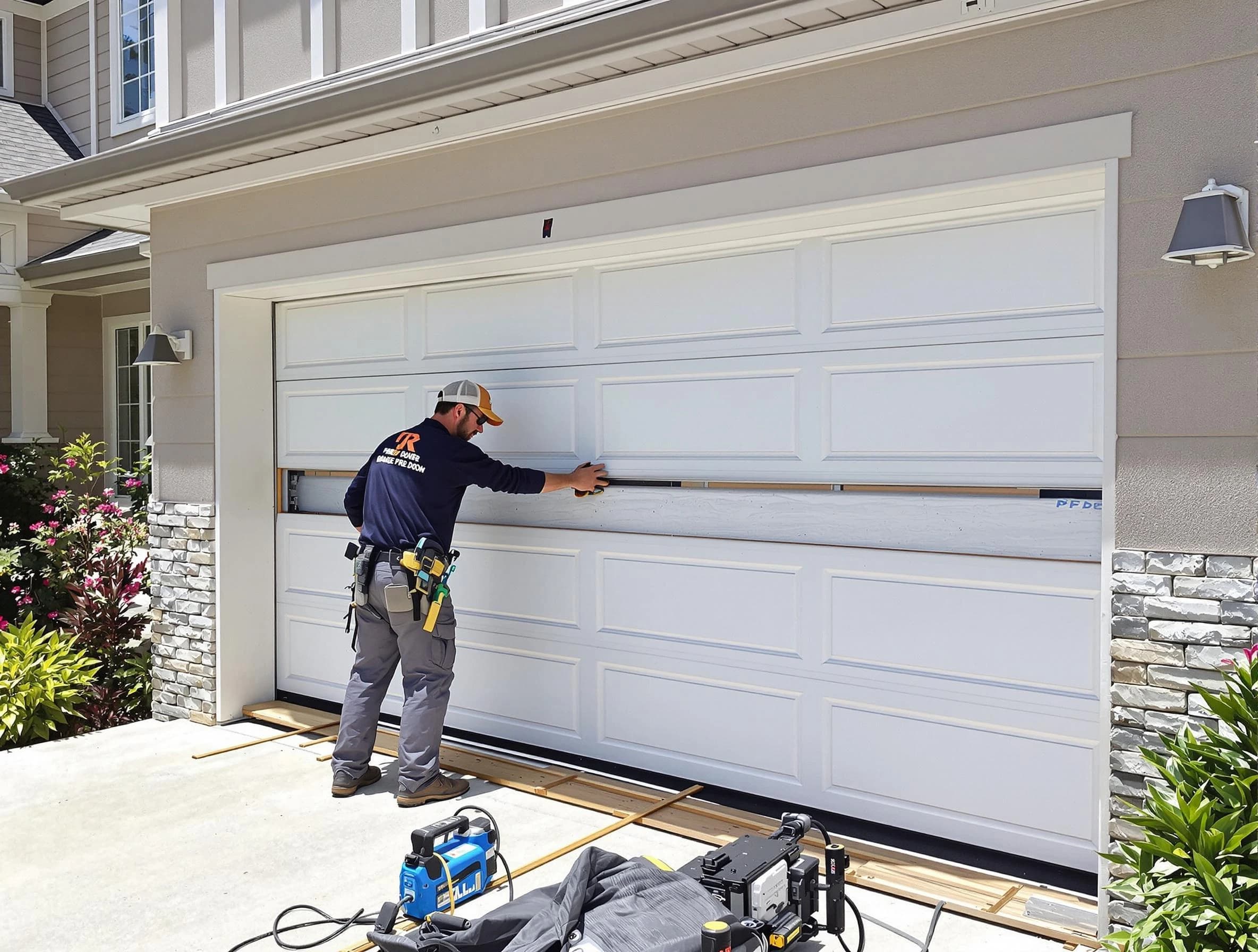 Moon Garage Door Repair team performing complete garage door replacement at Moon residence