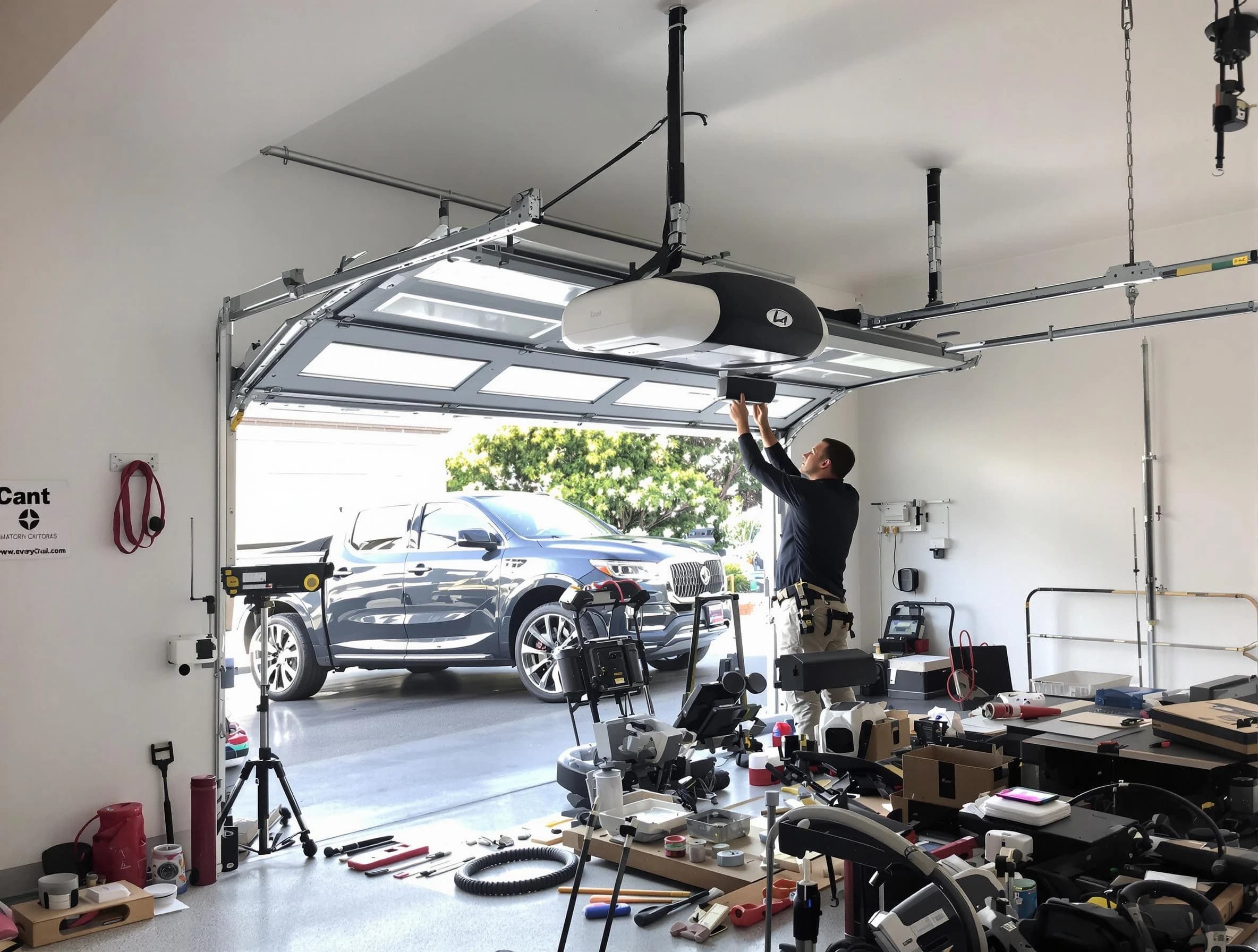 Moon Garage Door Repair specialist installing smart garage door opener system in Moon home