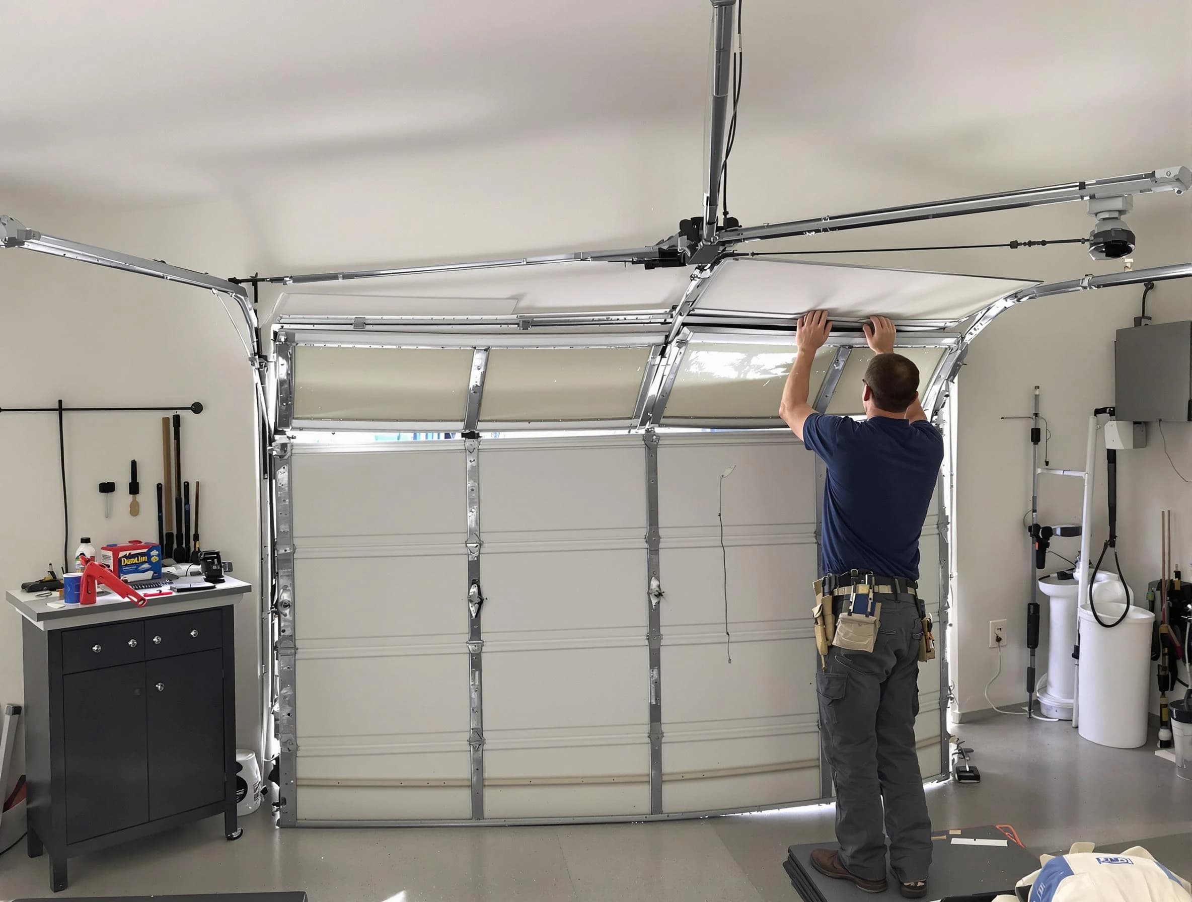 Moon Garage Door Repair specialist performing precise section replacement on Moon garage door